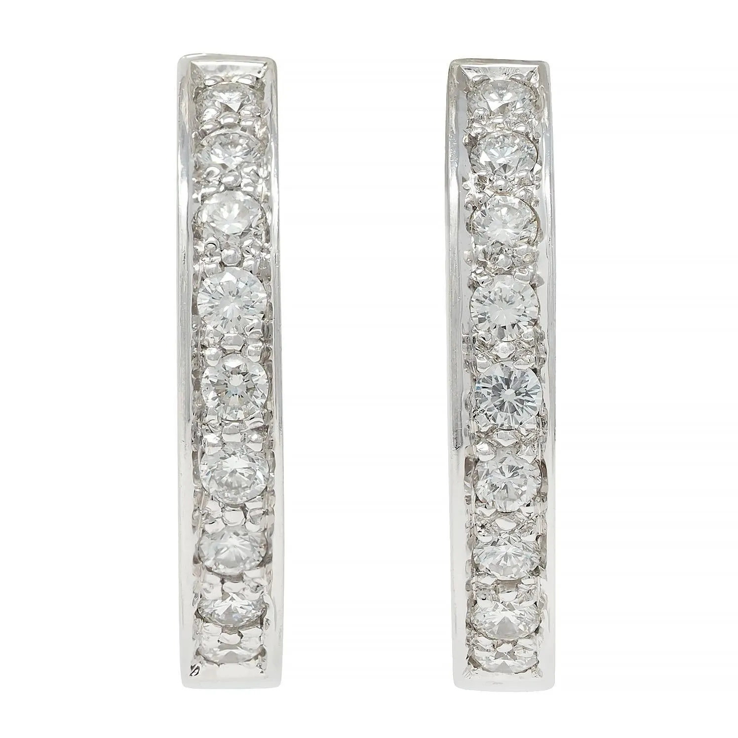 0.90 CTW Diamond 18 Karat White Gold Inside Outside Hoop Earrings