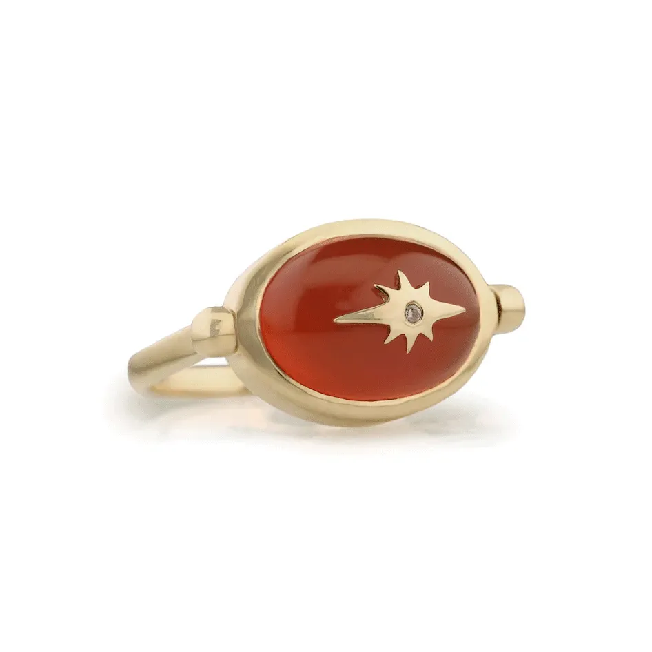 10K Gold Spinning Carnelian Star Ring