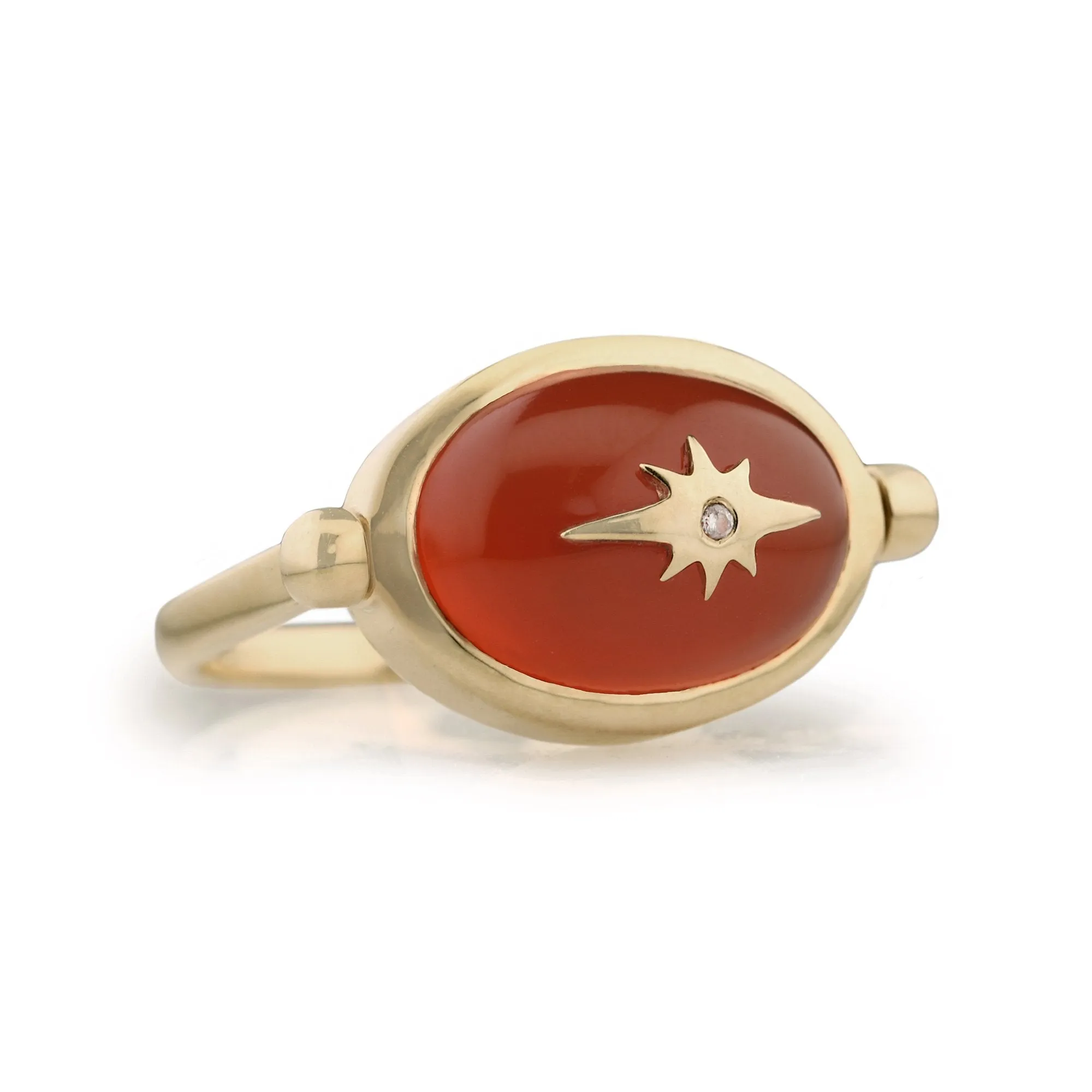 10K Gold Spinning Carnelian Star Ring