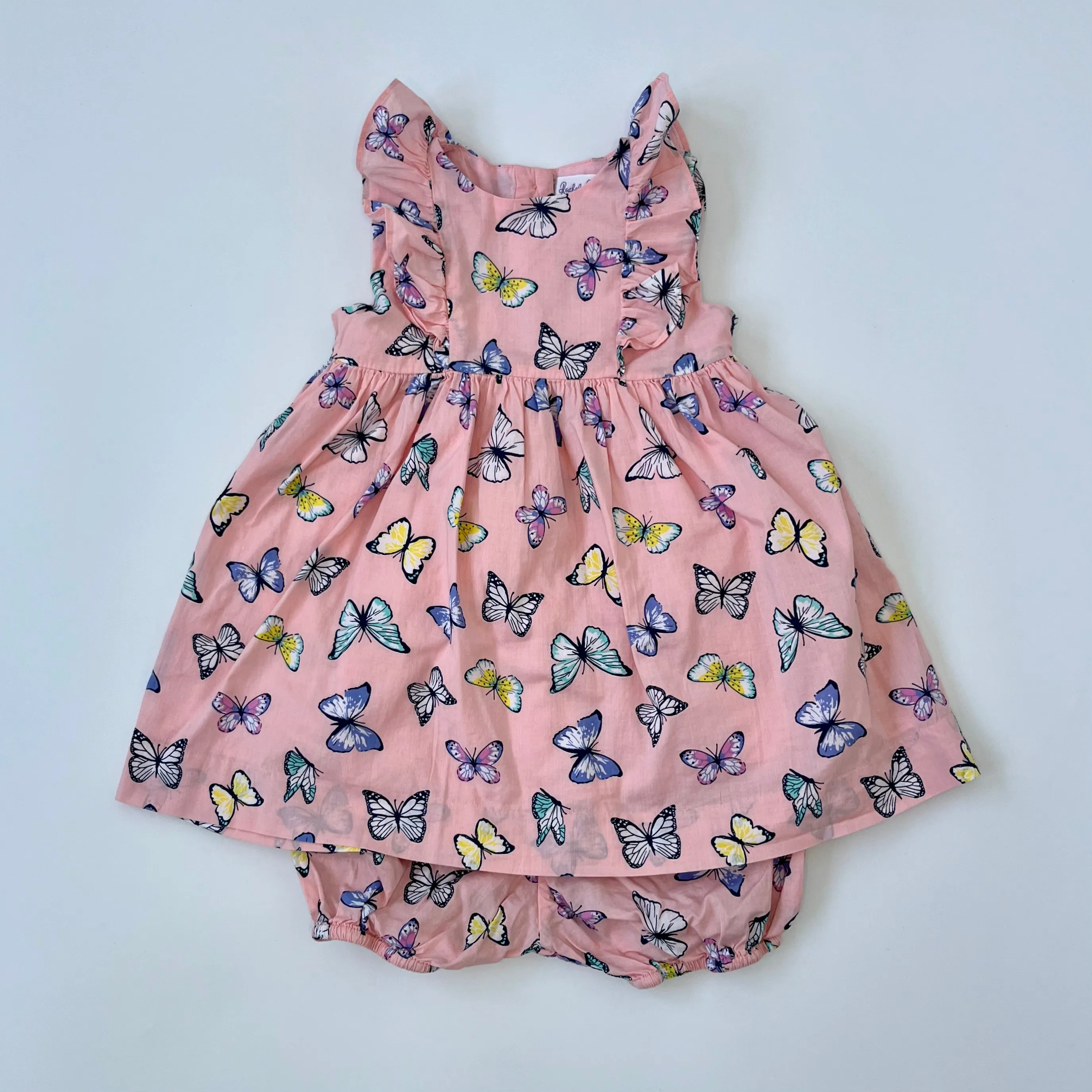 18 Months Rachel Riley Butterfly Print Dress with Bloomers