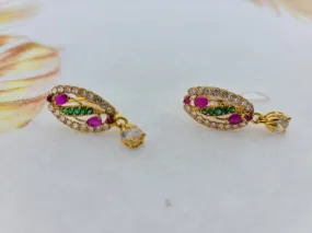 Gold Multicolored Stones Earrings