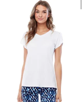 White Petal Short Sleeve V Neck Top