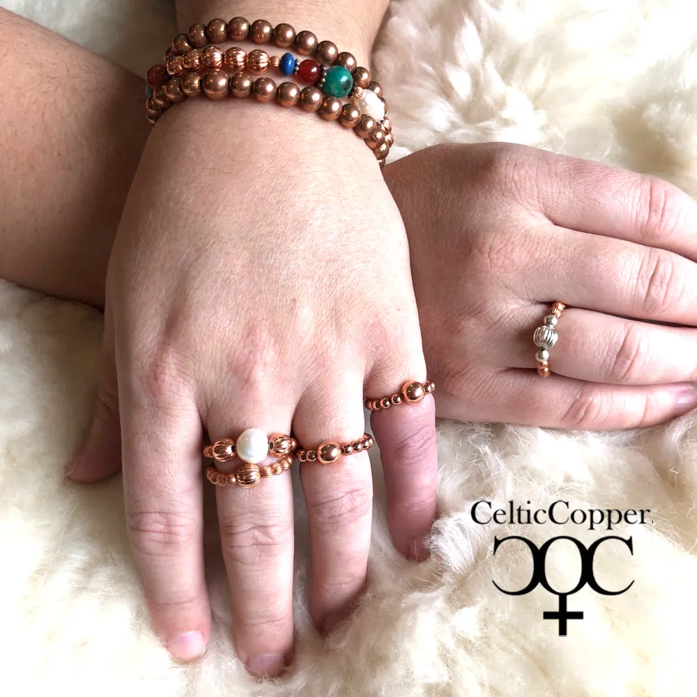 Copper Beaded Stretch Rings