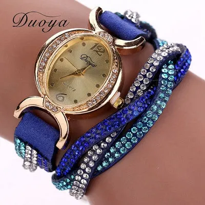 9 colors Arrive Casual Bracelet watches Women Ladies Watch Round Analog Quartz Clock Bling Crystal Relogio Gift