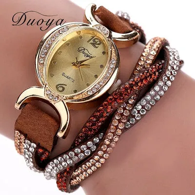 9 colors Arrive Casual Bracelet watches Women Ladies Watch Round Analog Quartz Clock Bling Crystal Relogio Gift