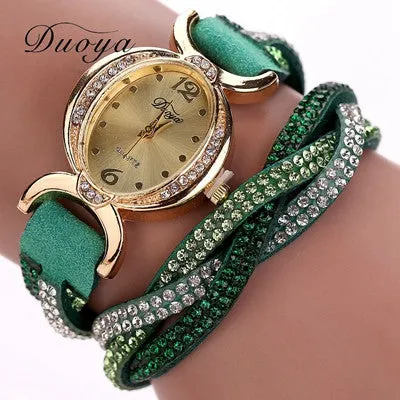 9 colors Arrive Casual Bracelet watches Women Ladies Watch Round Analog Quartz Clock Bling Crystal Relogio Gift