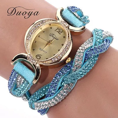 9 colors Arrive Casual Bracelet watches Women Ladies Watch Round Analog Quartz Clock Bling Crystal Relogio Gift