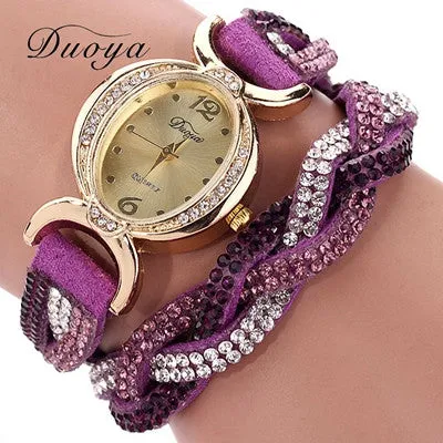 9 colors Arrive Casual Bracelet watches Women Ladies Watch Round Analog Quartz Clock Bling Crystal Relogio Gift