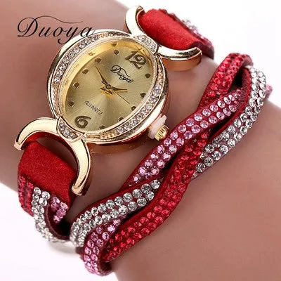 9 colors Arrive Casual Bracelet watches Women Ladies Watch Round Analog Quartz Clock Bling Crystal Relogio Gift