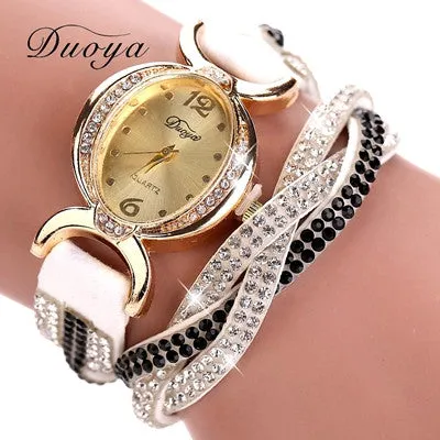 9 colors Arrive Casual Bracelet watches Women Ladies Watch Round Analog Quartz Clock Bling Crystal Relogio Gift