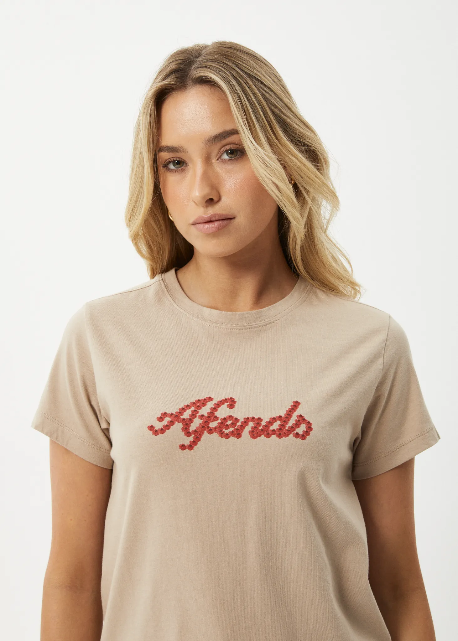 AFENDS Womens Garden Buds Classic T-Shirt Taupe