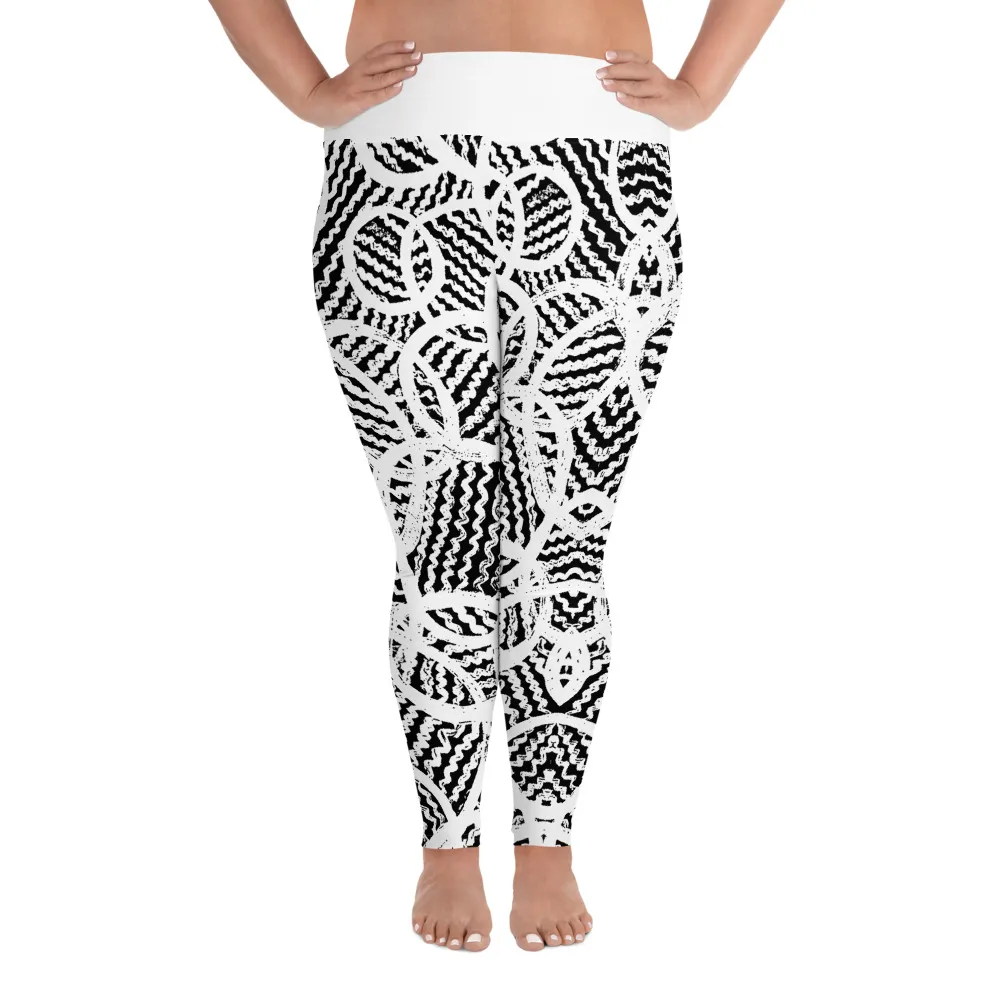 All-Over Print Plus Size Leggings Rain Rings