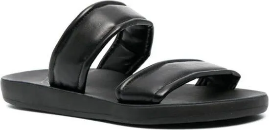 Ancient Greek Sandals Enias Leather Slides in Black