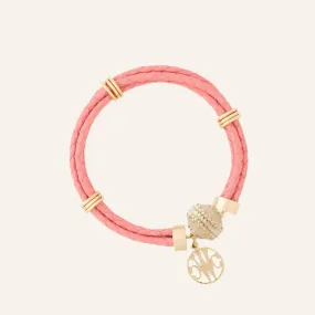 Watermelon Pink Braided Leather Aspen Bracelet