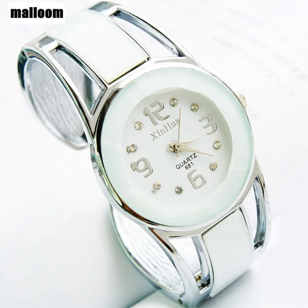 Bangle Watches Women Rhinestone Crystal Quartz Analog Dress Clock Relogio Feminino Bracelet Wrist Watch Gift