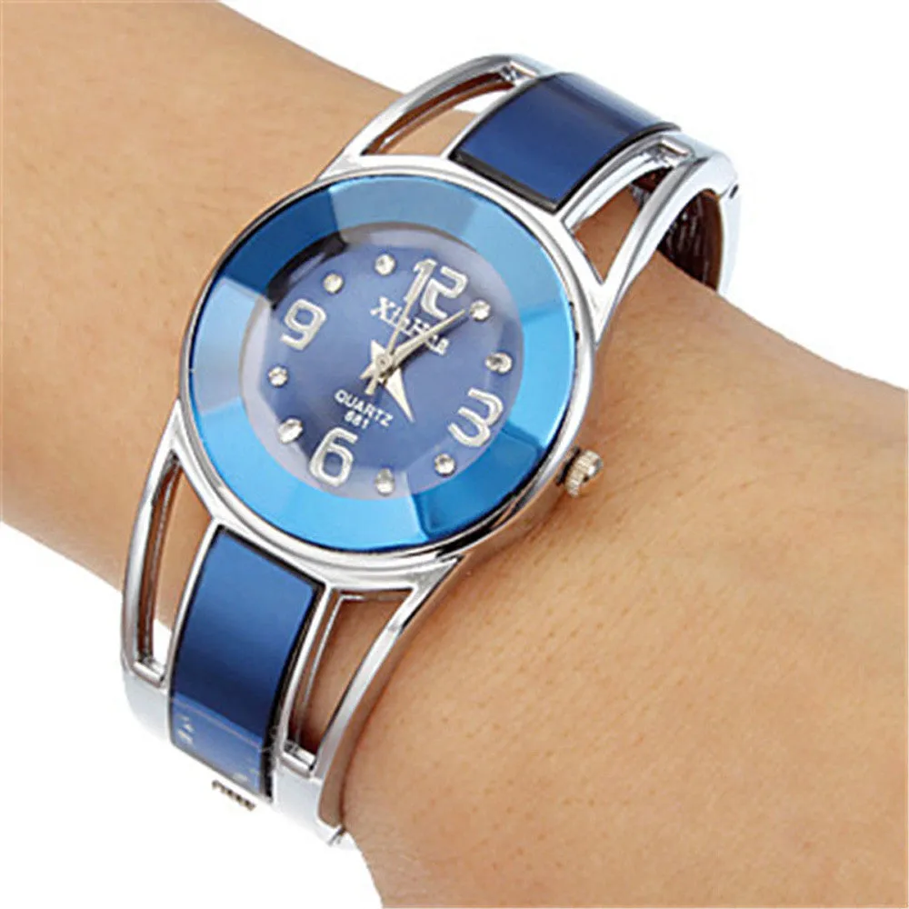 Bangle Watches Women Rhinestone Crystal Quartz Analog Dress Clock Relogio Feminino Bracelet Wrist Watch Gift