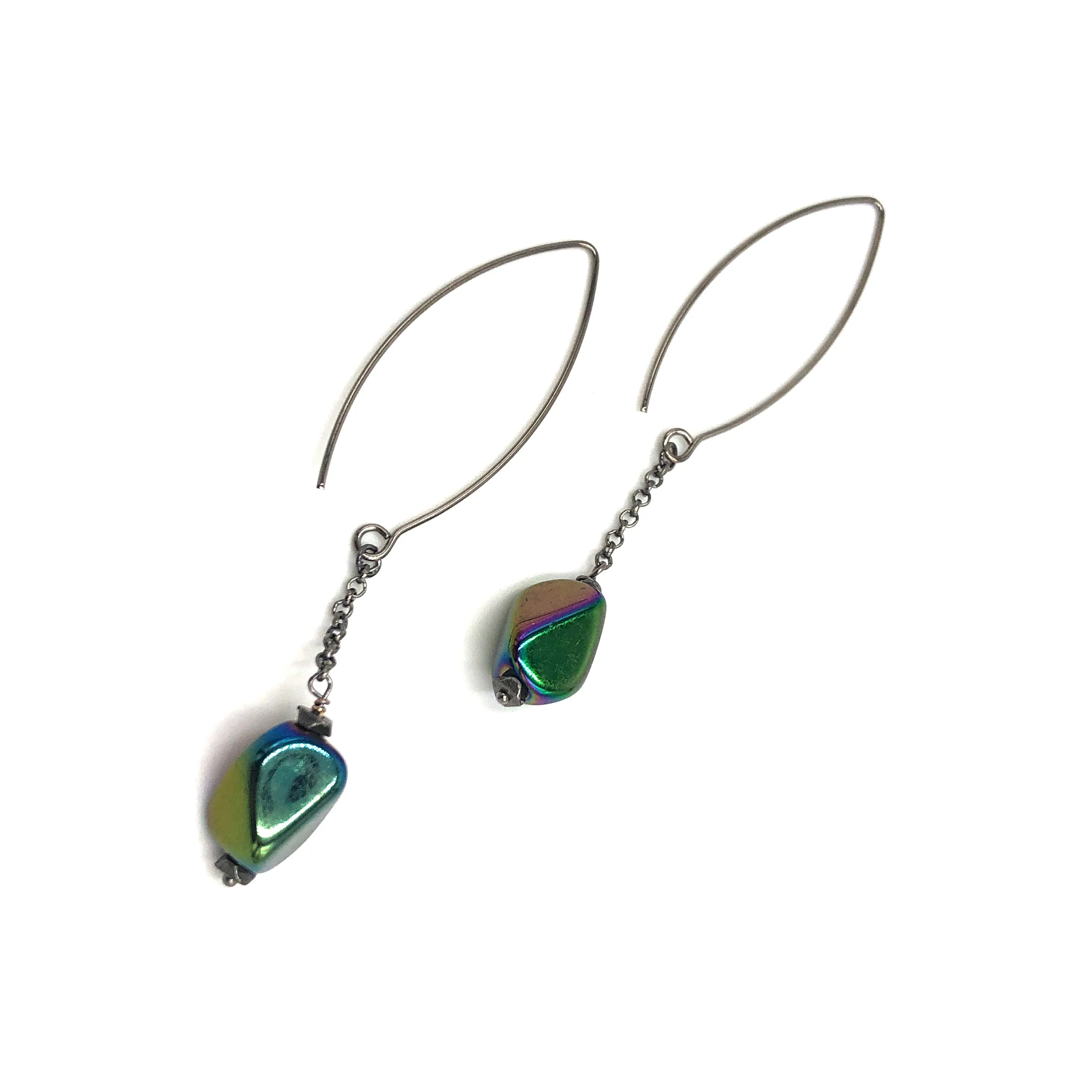 Black Iris RainChain Drop Earrings