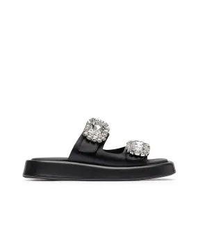 Black Leather Bijoux Sandals