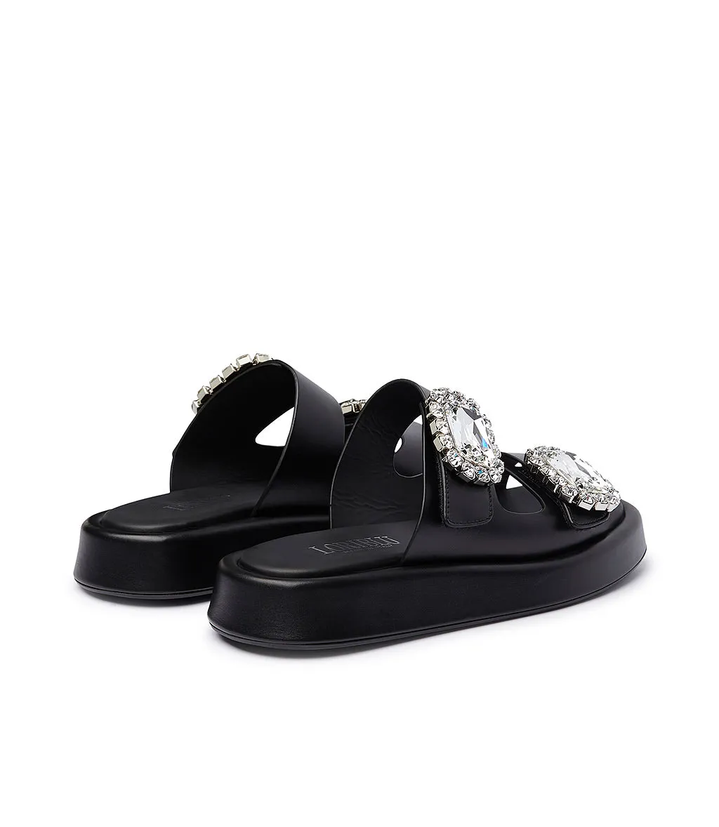 Black Leather Bijoux Sandals