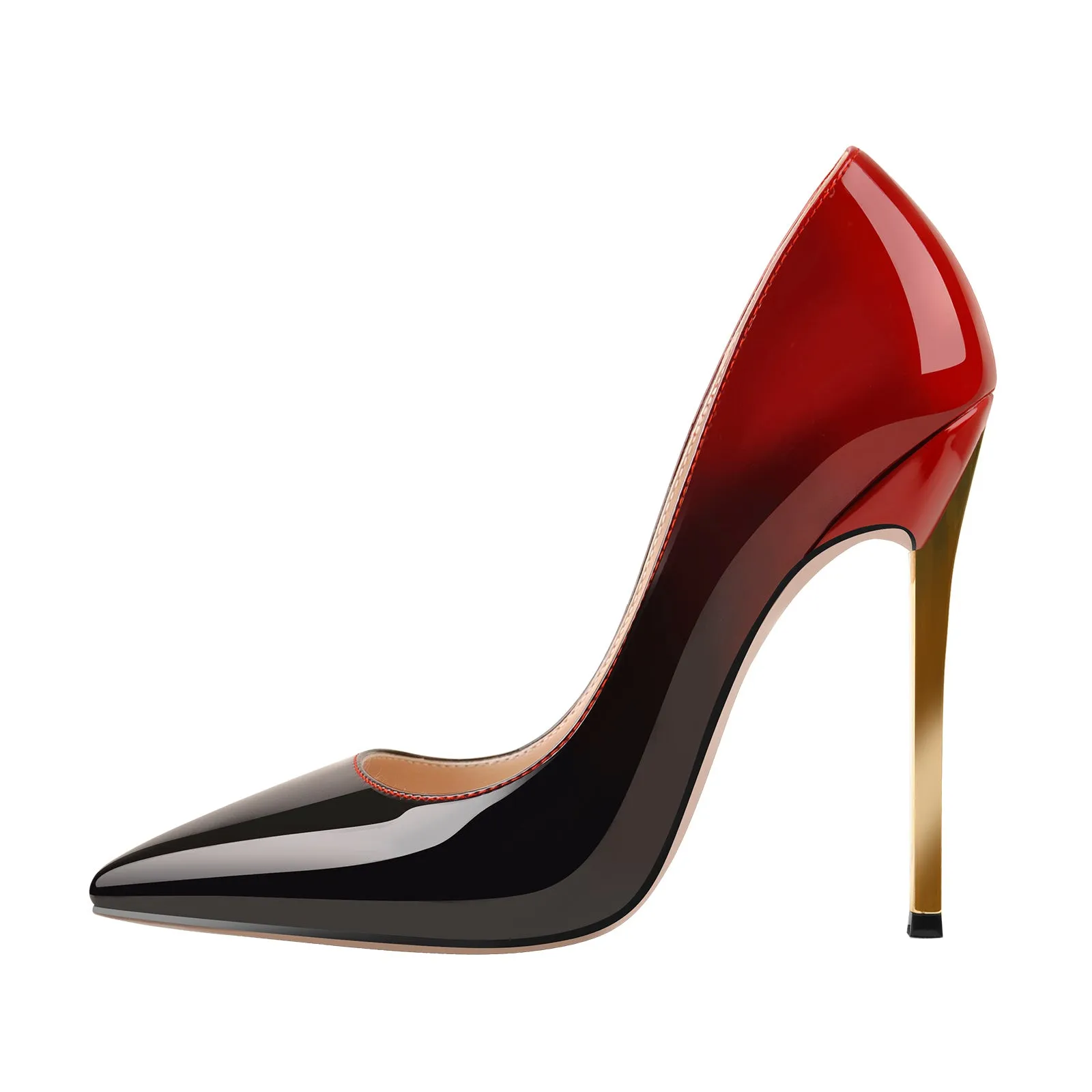 Black Red Patent Leather High Heel Pumps