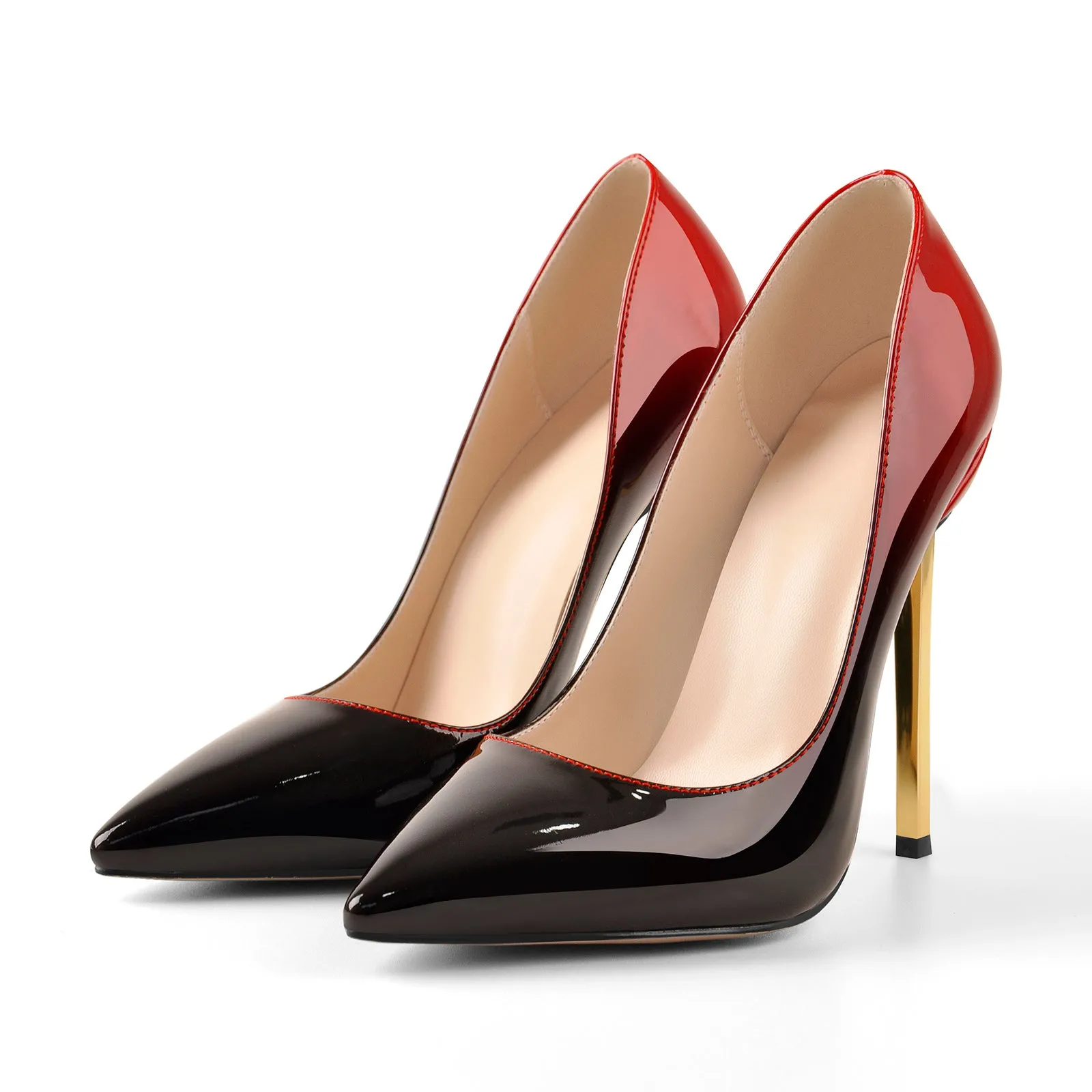 Black Red Patent Leather High Heel Pumps