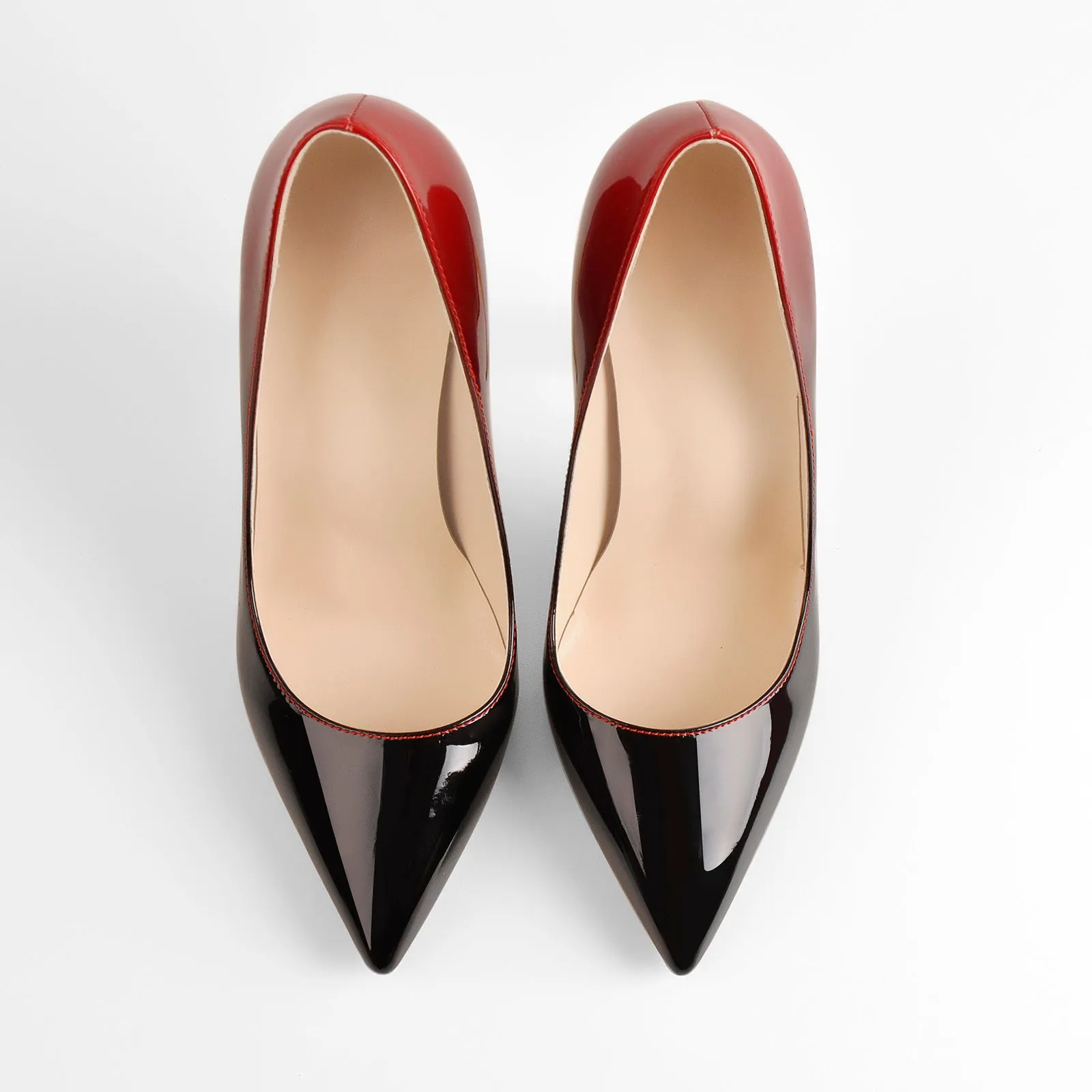 Black Red Patent Leather High Heel Pumps