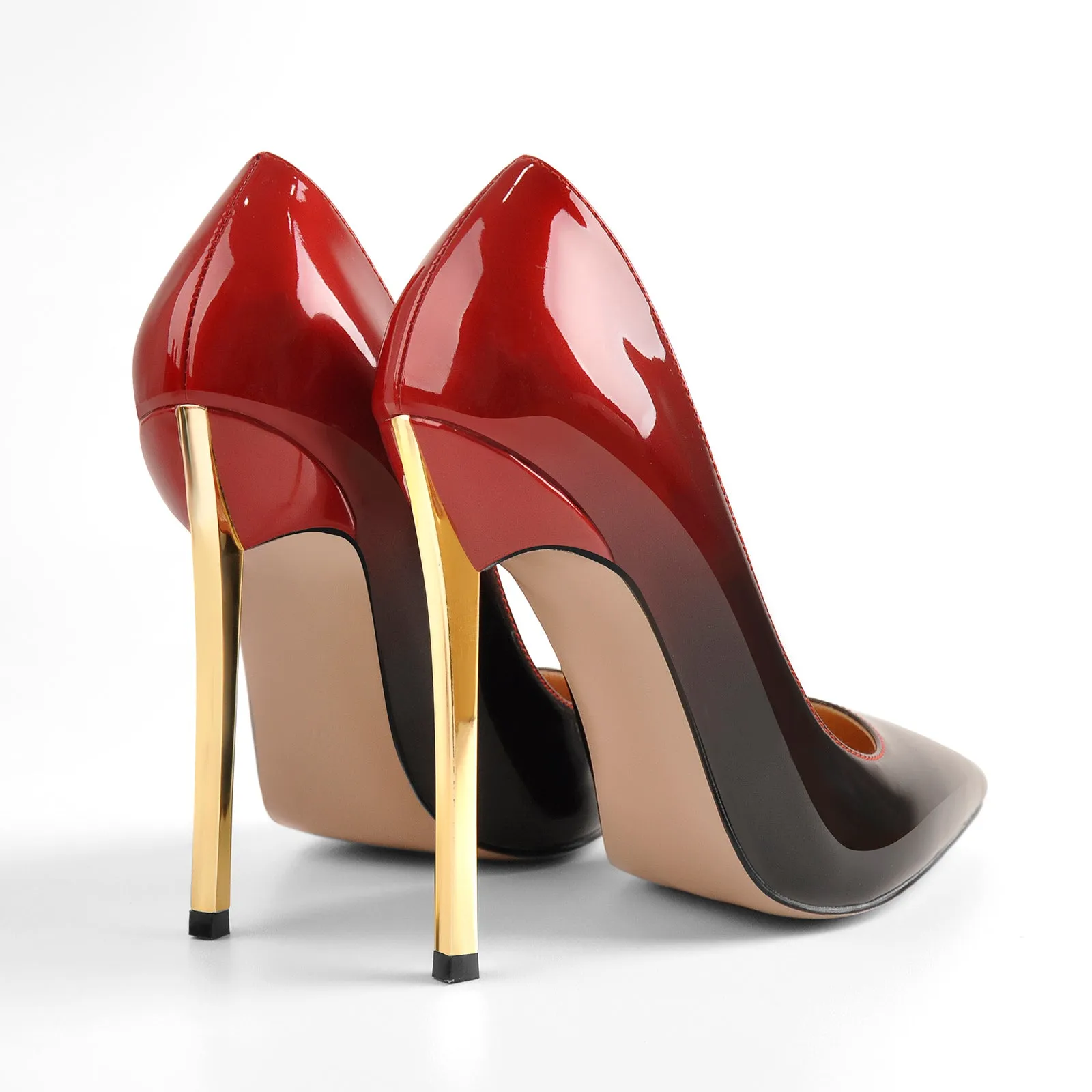 Black Red Patent Leather High Heel Pumps