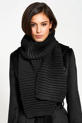 Sentaler Black Ribbed Scarf