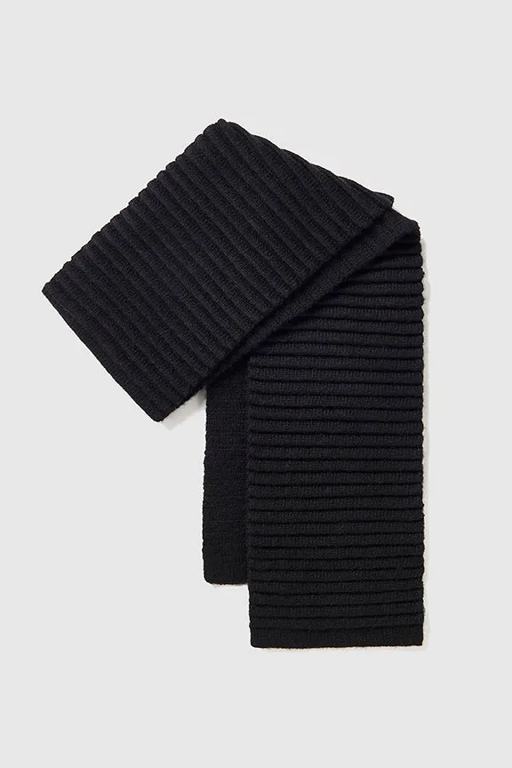 Sentaler Black Ribbed Scarf