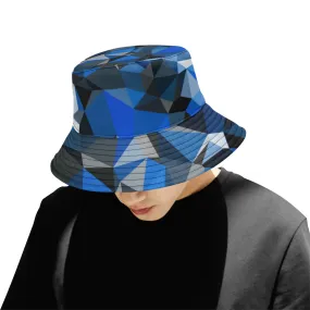 Blue and Black Geometric Print Bucket Hat