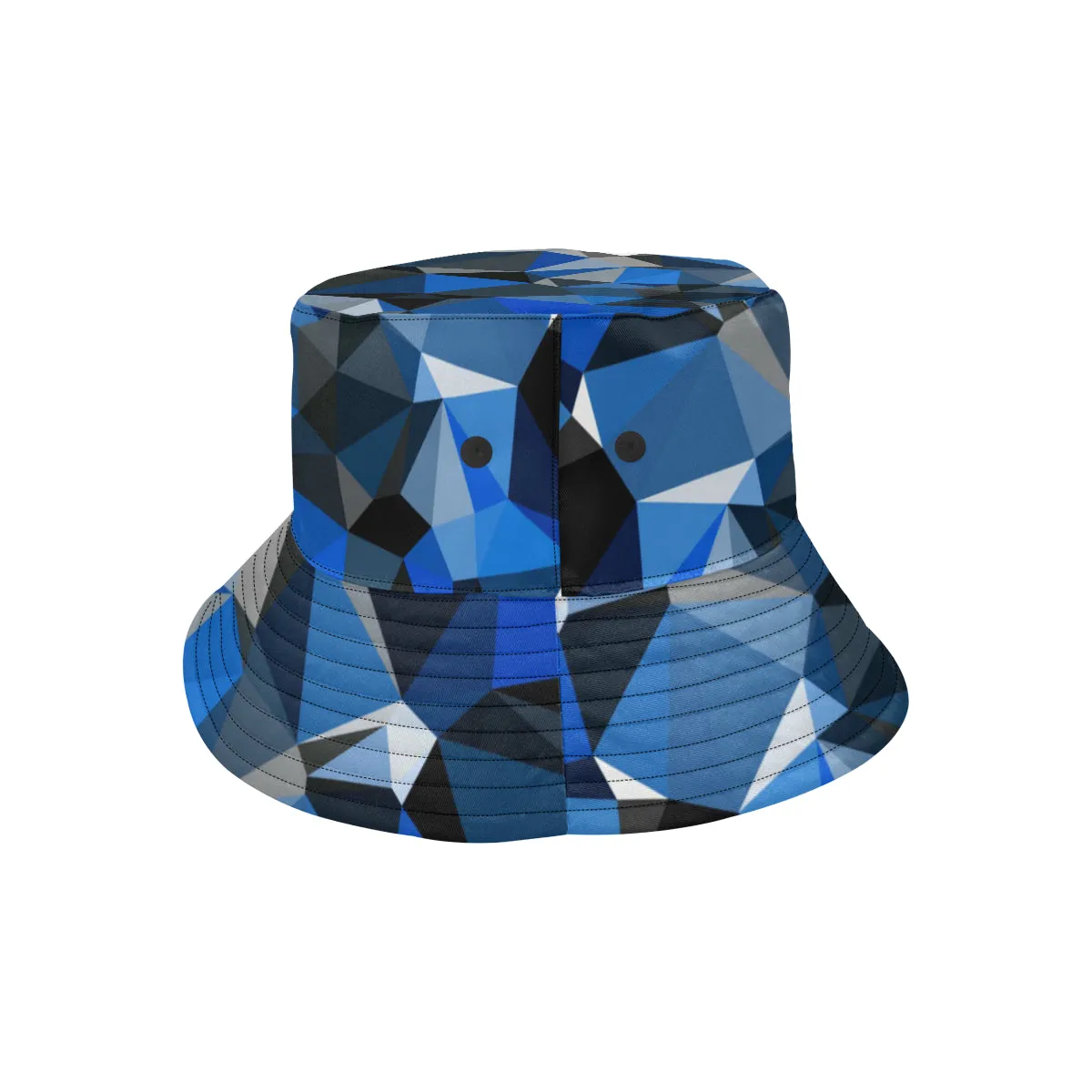 Blue and Black Geometric Print Bucket Hat