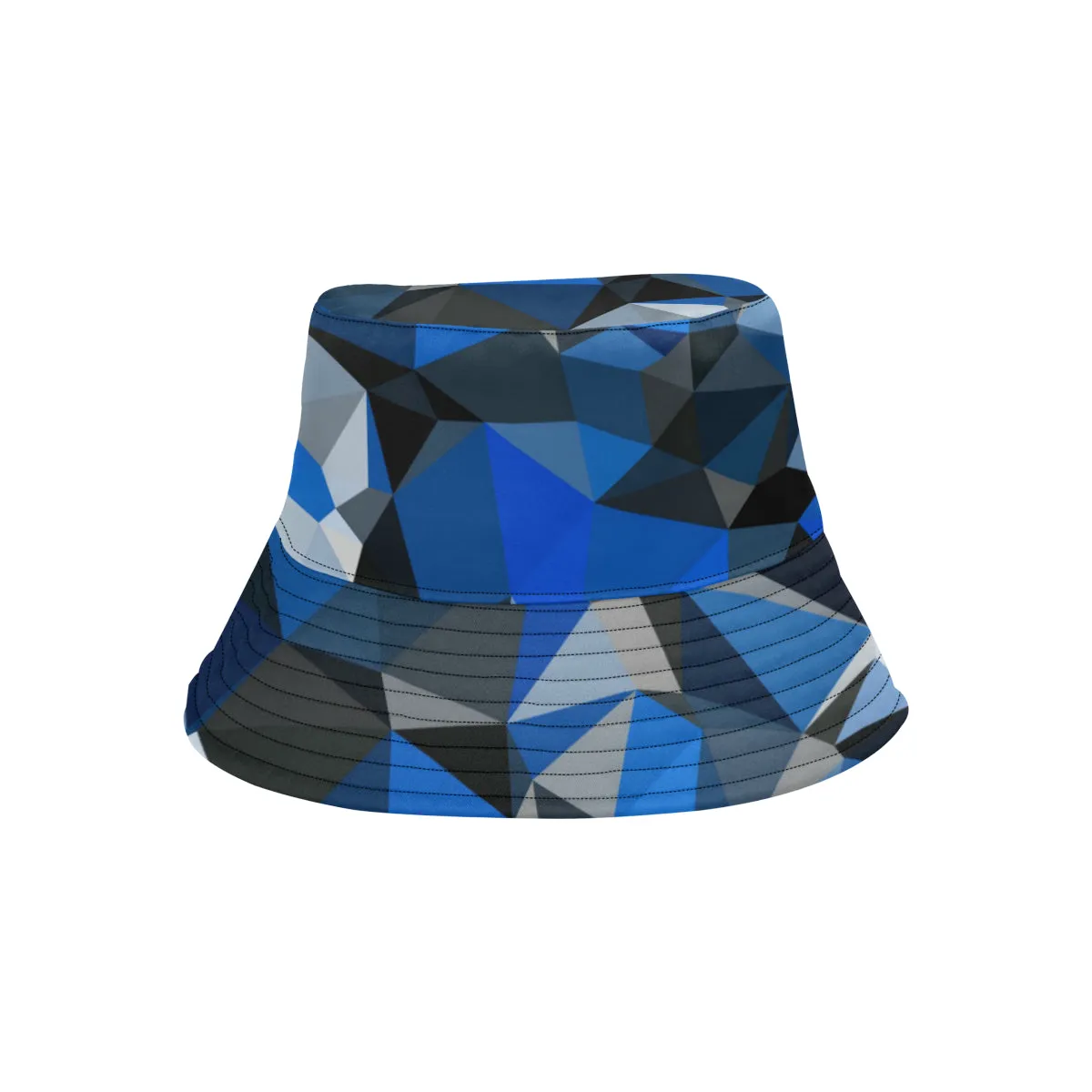 Blue and Black Geometric Print Bucket Hat