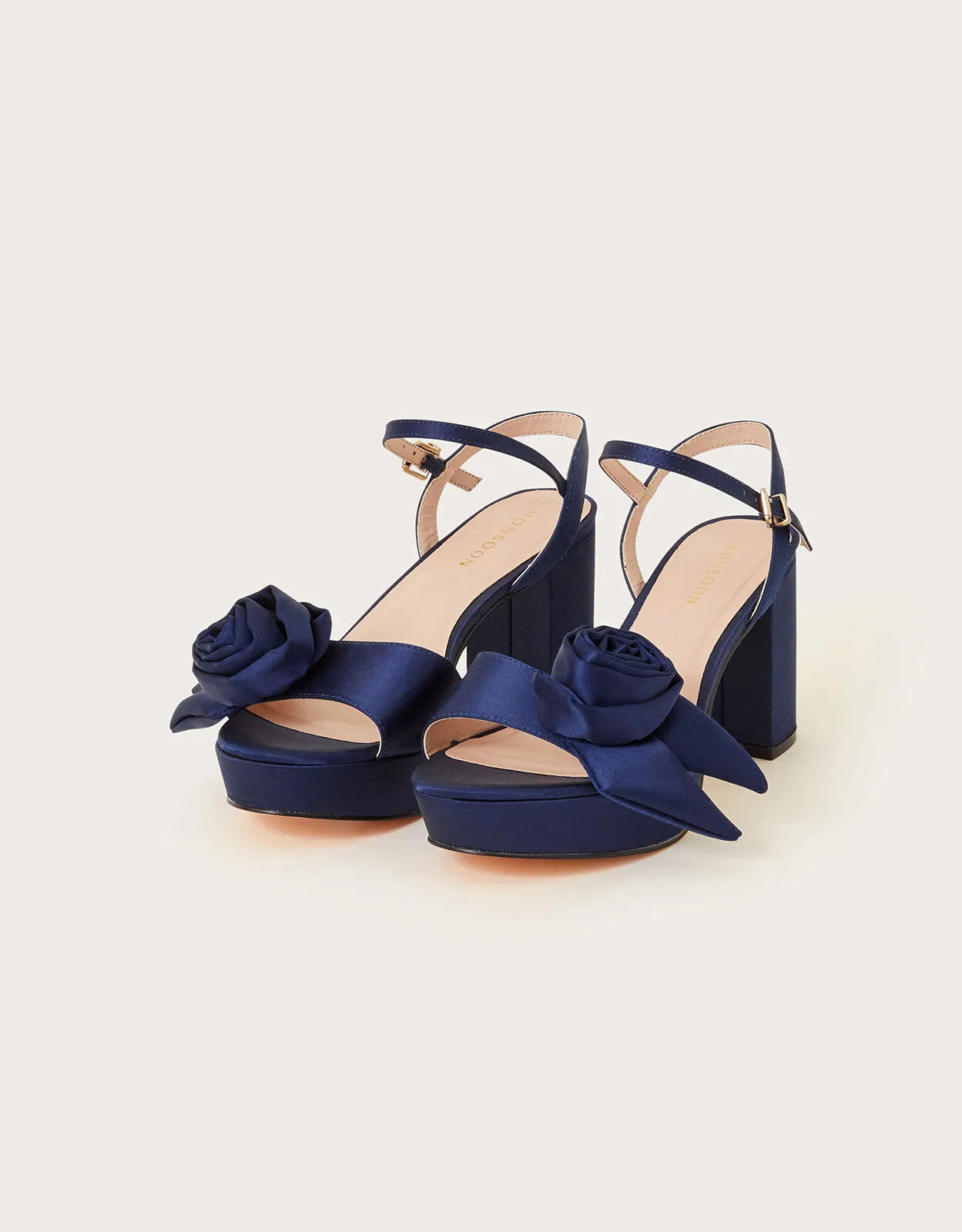 Blue Rosette Platform Heels