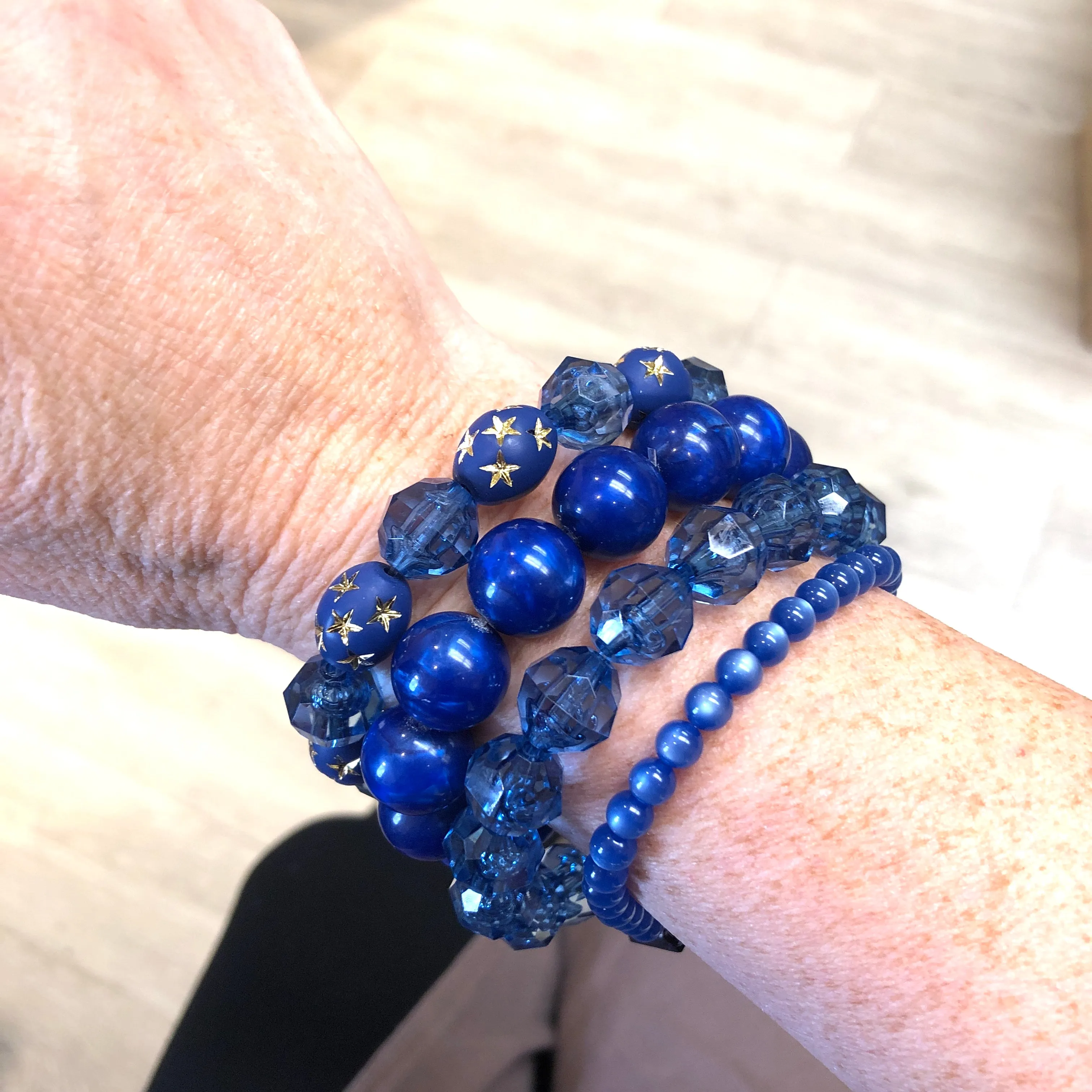 Blues & Stars Stack and Stretch Bracelets Set