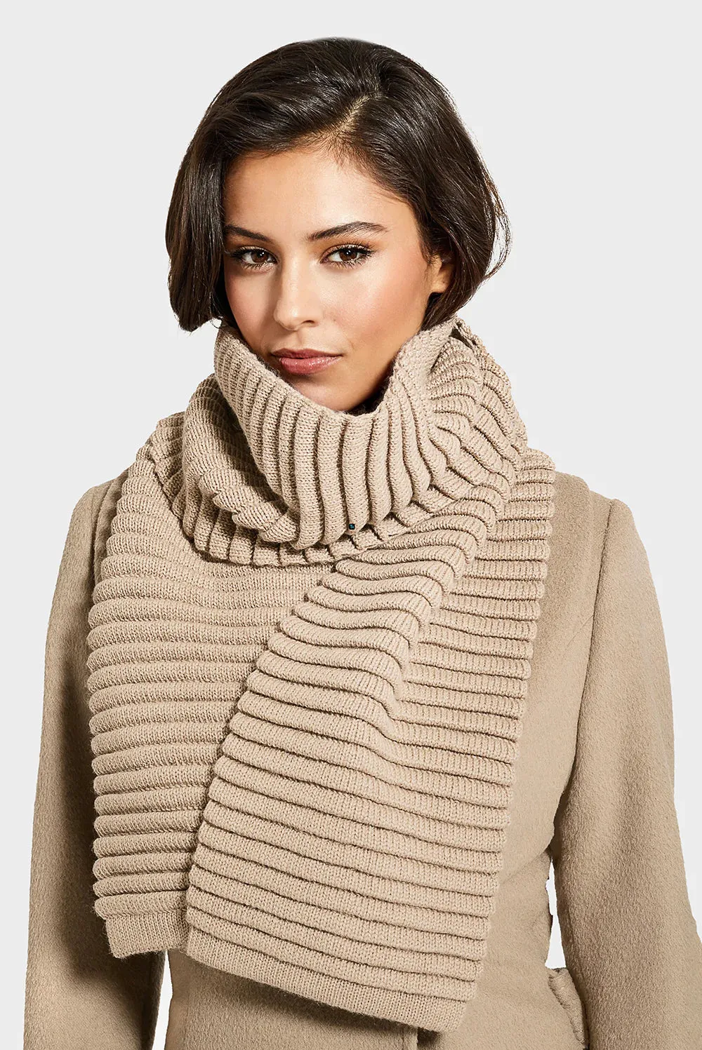 Camel Adult Ribbed Scarf by SENTALER