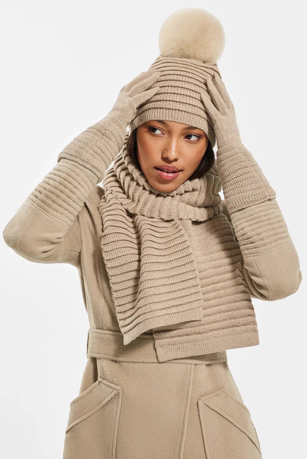 Camel Adult Ribbed Scarf by SENTALER