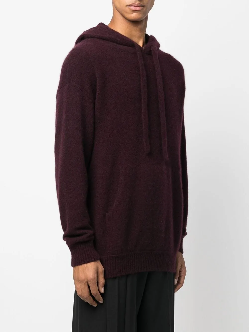 Drawstring Cashmere Knit Hoodie AMA