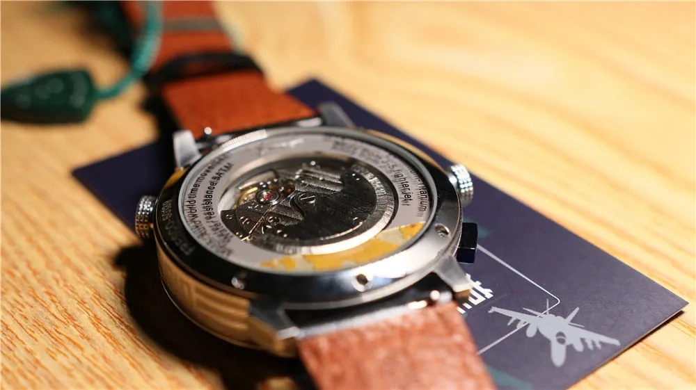 Chinese air force automatic mechanical watch with multiple time zones for men