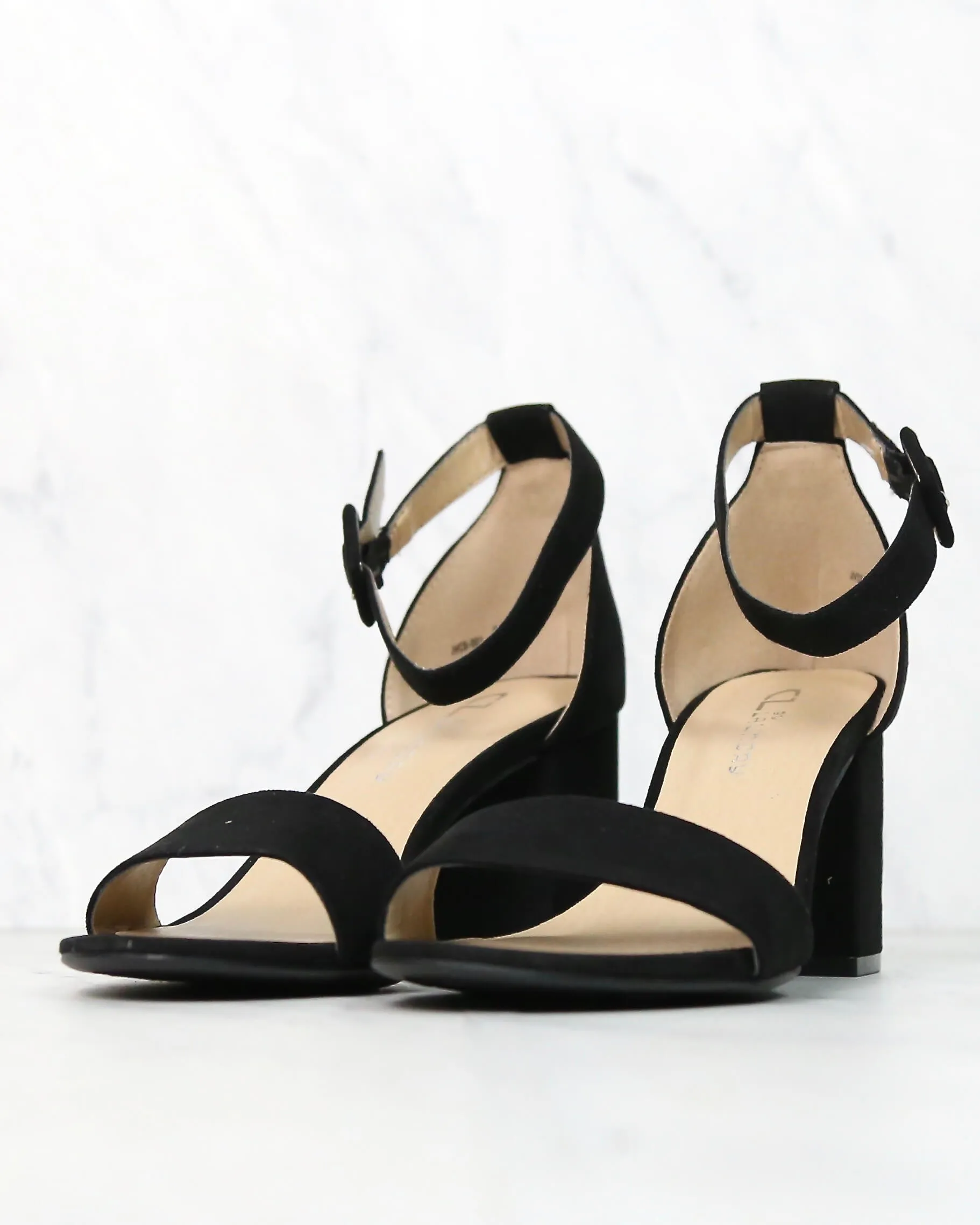 Black Jody Suede Ankle Strap Heels by Chinese Laundry