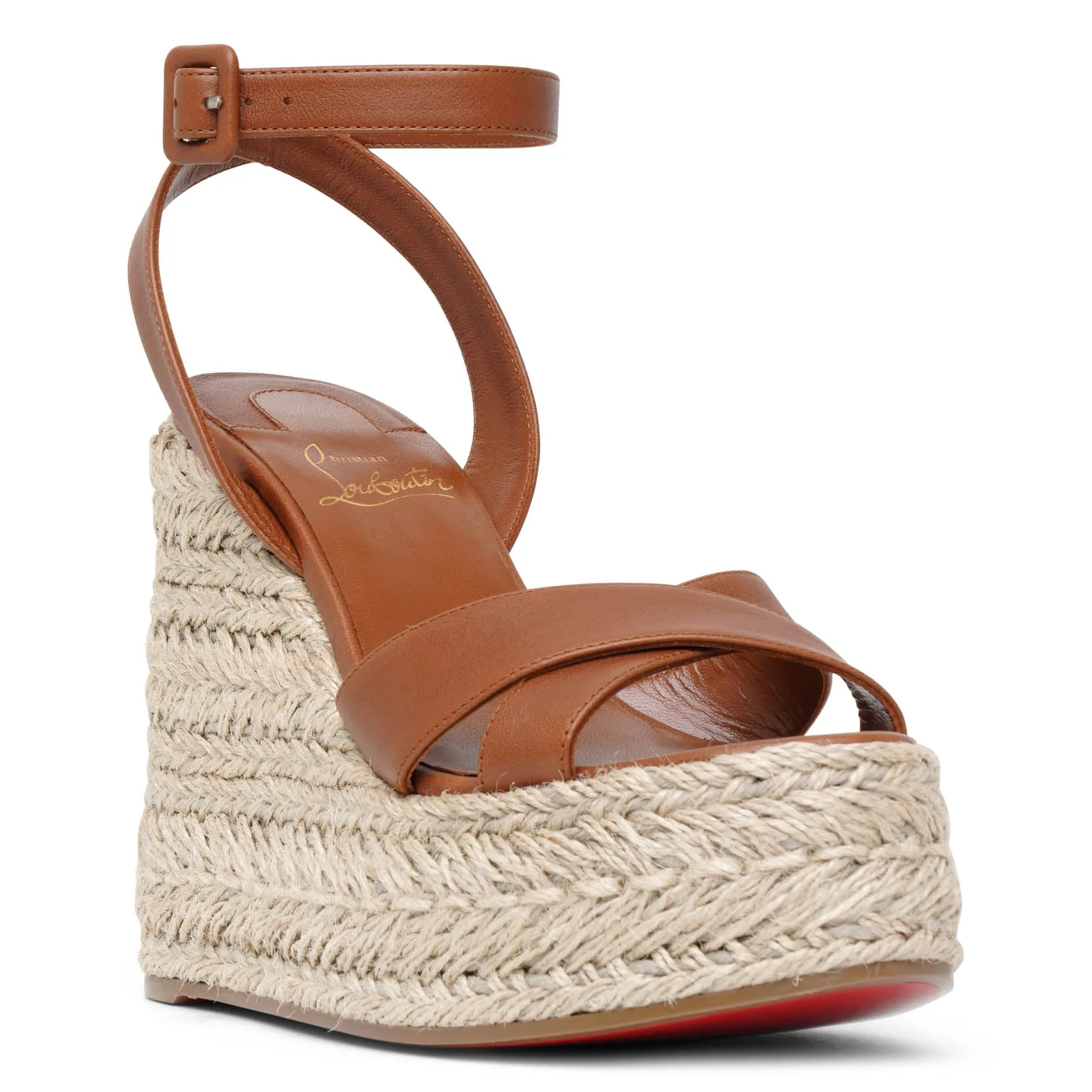 Christian Louboutin Brown Leather Mariza Wedge Sandals