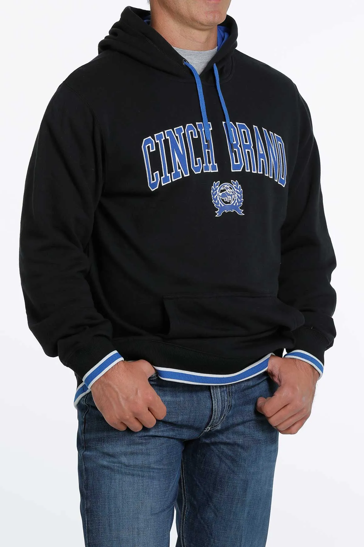 Cinch Men's Logo Hooded Sweatshirt in Solid Black