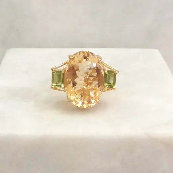 Citrine and Peridot Gemstone Cocktail Ring