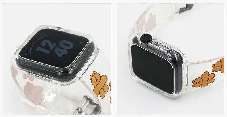 Clear TPU Bands Cute Characters Printed Straps for Apple Watches 38-40mm