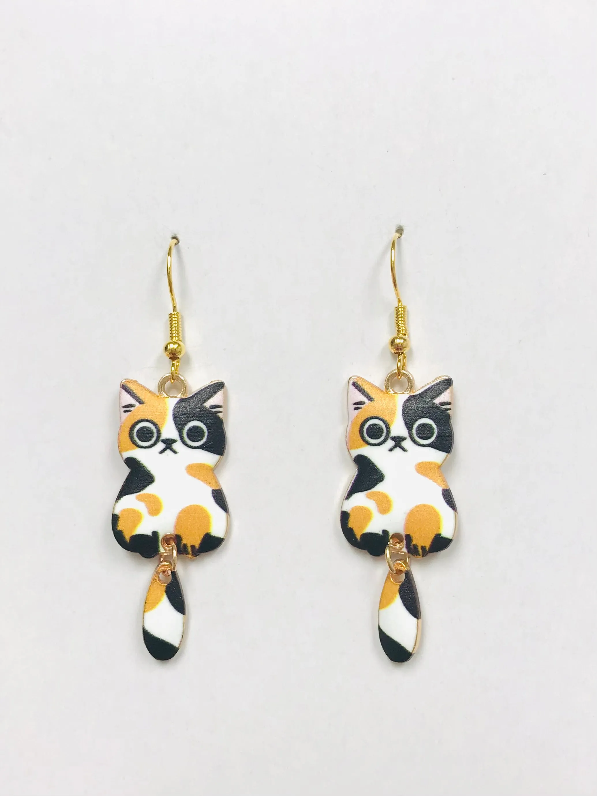 Cat Earrings with Orange Tail