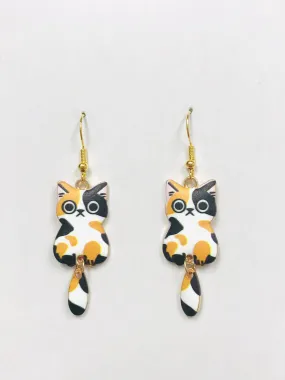 Cat Earrings with Orange Tail