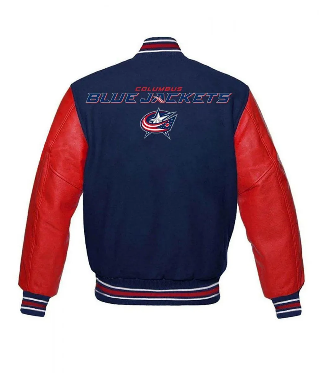 Columbus Blue Jackets Blue Red Letterman Jacket