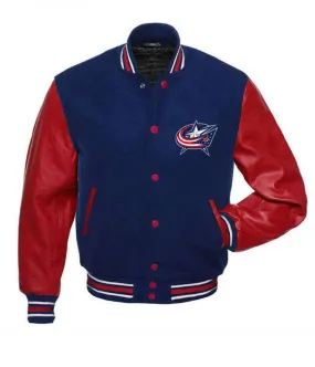 Columbus Blue Jackets Blue Red Letterman Jacket