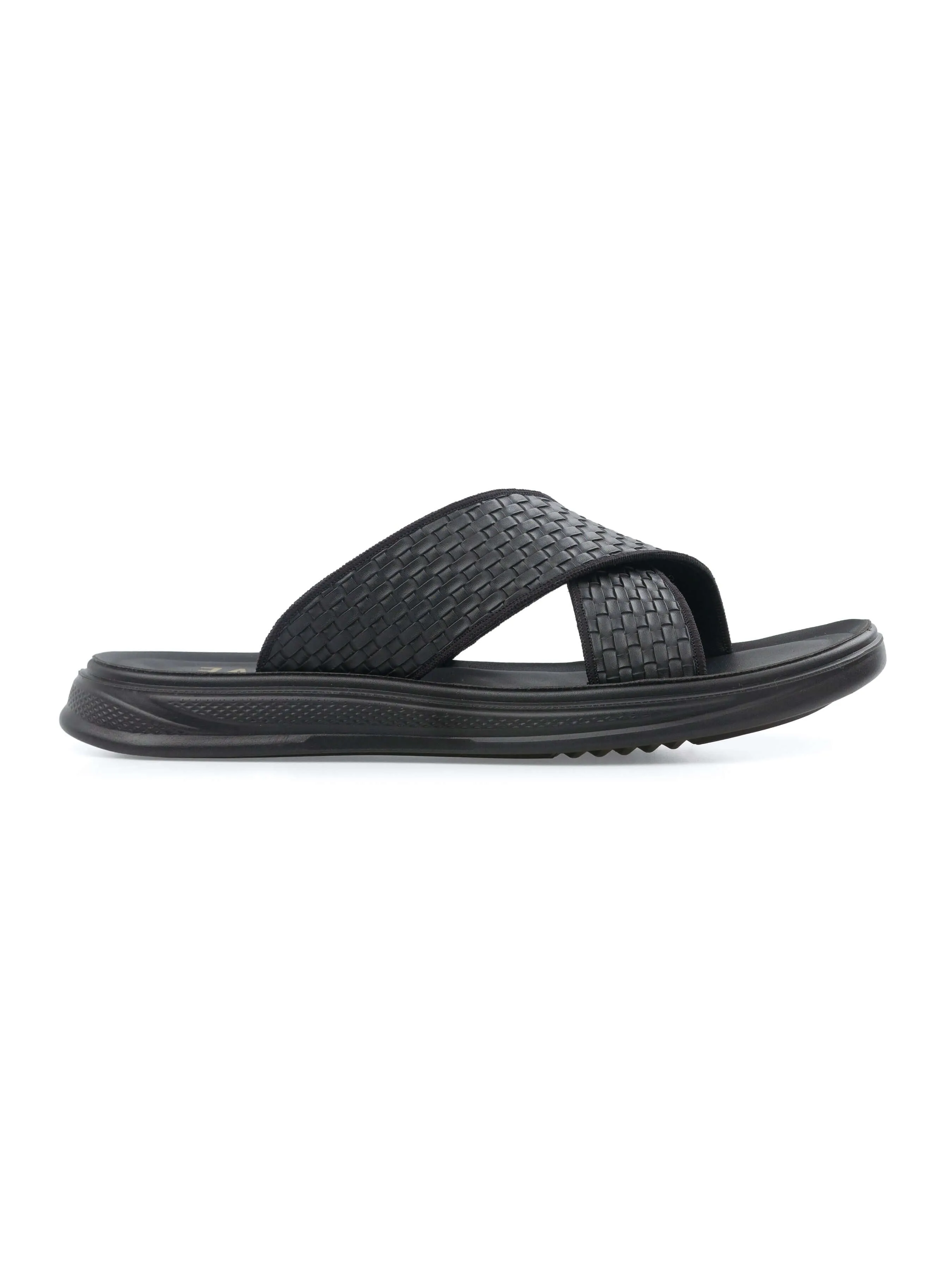 Woven Black Cross Strap Sandal