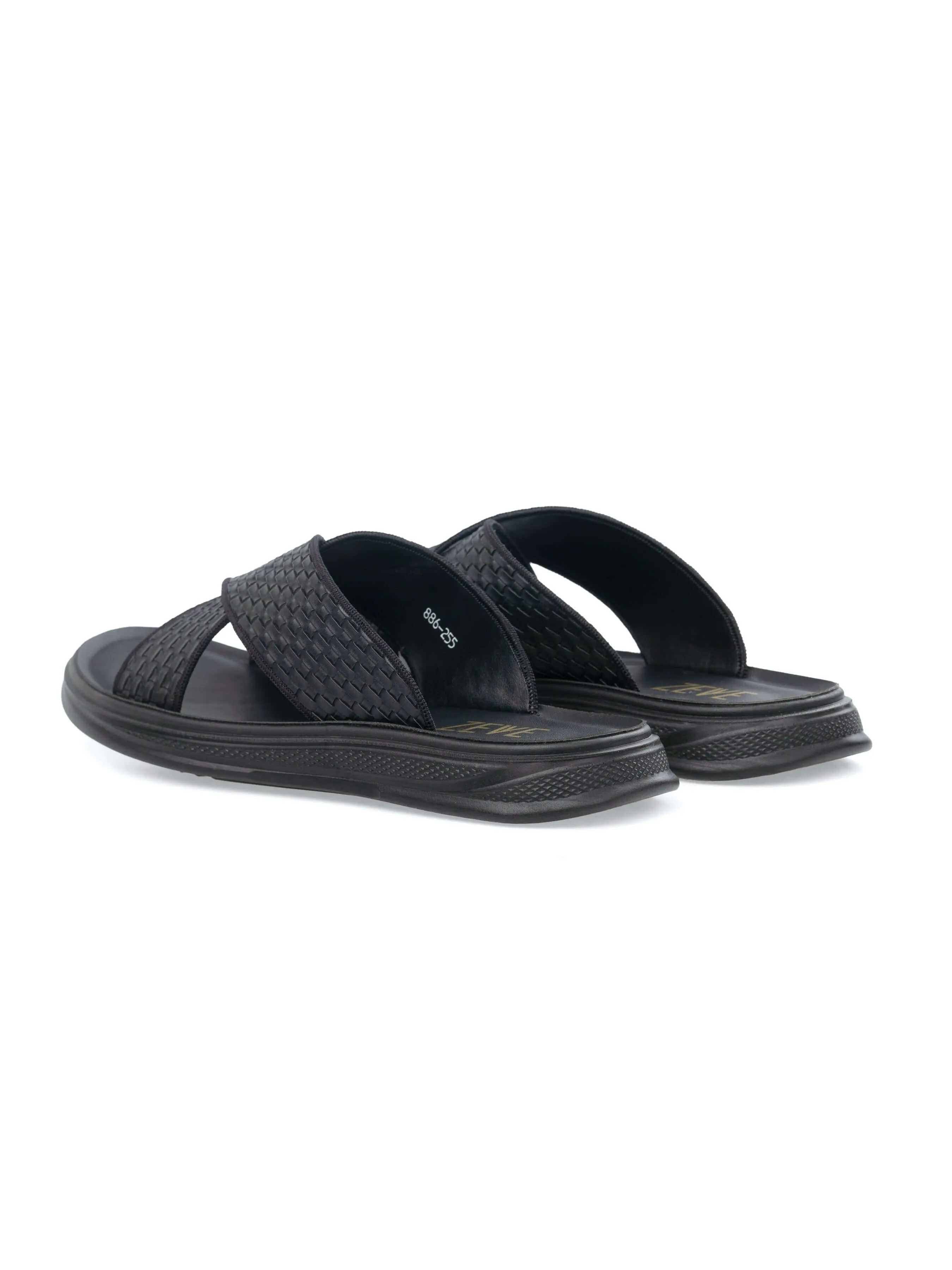 Woven Black Cross Strap Sandal