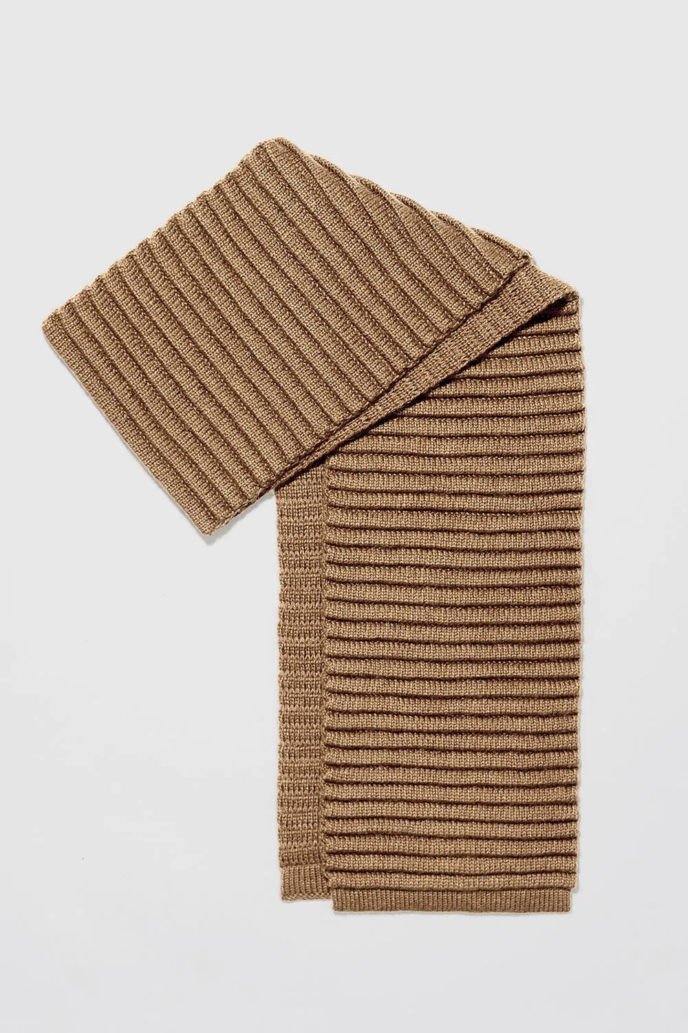 Sentaler Dark Camel Ribbed Scarf